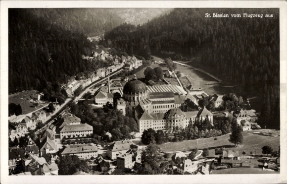 Postcard St. Blasien in the Black Forest, aerial photograph