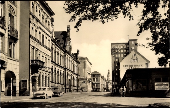 Ak Gera in Thüringen, postkantoor, hoogbouw, Straße des 7. Oktober, Sachsenring Trabant