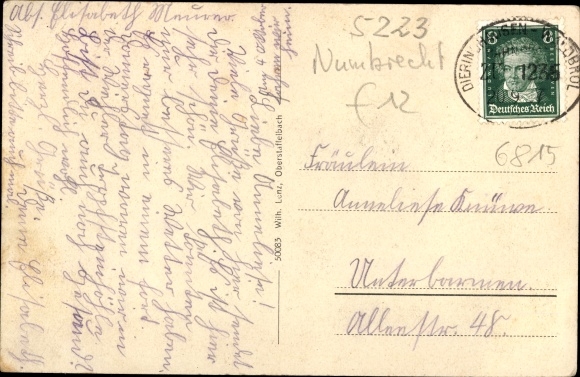 Postcard Überdorf Nümbrecht in the Oberberg district, country home of the city. Lyceum Moers