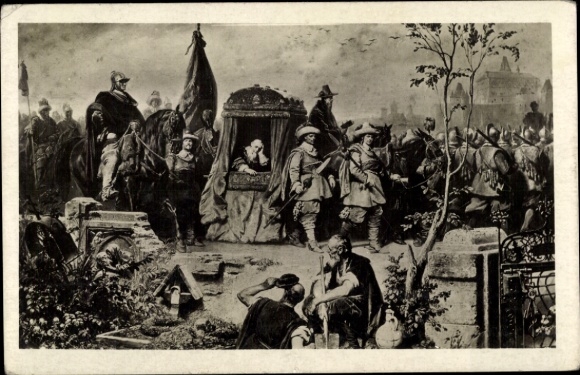 Künstler Ak Wallensteins letzter Einzug in Eger 1634