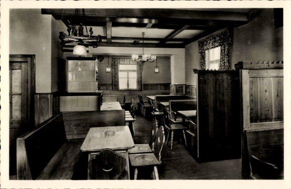 Ak Pommelsbrunn in Mittelfranken, Bahnhof-Hotel, Innenansicht
