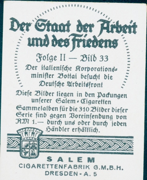 Collective picture of the state of work and peace, Italian Minister Bottai, German labor front