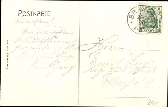 Postcard Neunkirchen im Odenwald, inn to the green tree, monument