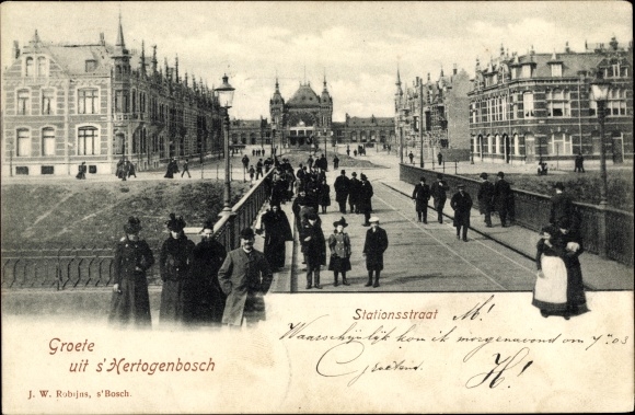 Postcard &#39;s Hertogenbosch Nordbrabant Niederlande, Stationsstraat