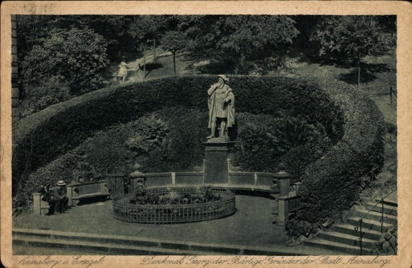 Ak Annaberg Buchholz im Erzgebirge, Denkmal Georg der Bärtige, Gründer der Stadt Annaberg