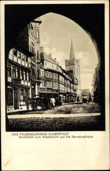 Ak Duderstadt Eichsfeld, Servatiuskirche vom Westerturm gesehen