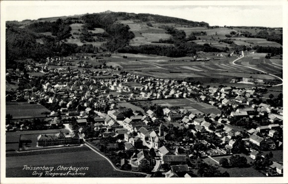 Postcard Peißenberg Peißenberg in Upper Bavaria, aerial photograph
