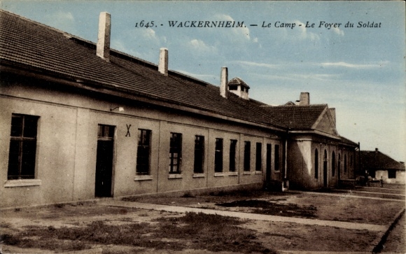 Postcard Wackernheim Ingelheim am Rhein, the Camp - the Soldier's Foyer, Barracks
