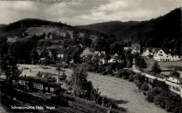 Ak Meuselbach Schwarzmühle Schwarzatal in Thüringen, panorama