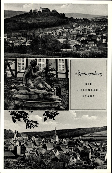 PC Spangenberg Hessen, total view of the village, Liebenbach fountain, castle