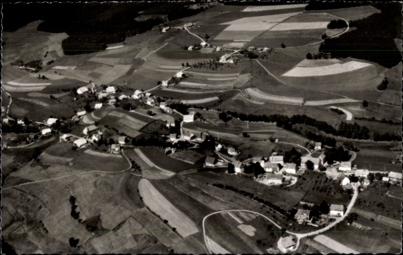 Postcard Kappel Niedereschach in the Black Forest Baden, aerial photograph, Pension and Guesthouse Emil Straub