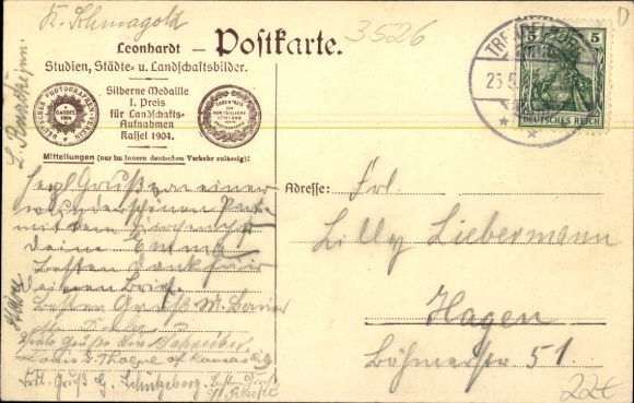 Postcard Trendelburg in Hesse, Baumann's-Gasthaus, Bridge