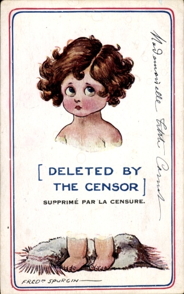 Artist Postcard Spurgin, F., Naked Girl, Deleted by the Censor