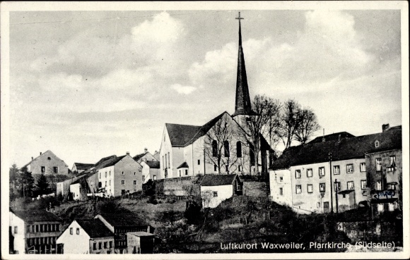 Postcard Waxweiler in the Eifel, parish church, south side