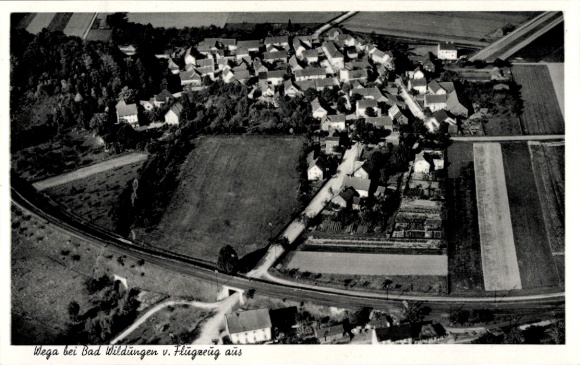 Postcard Wega Bad Wildungen in Northern Hesse, aerial photograph