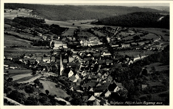 Postcard Roigheim in Baden Württemberg, aerial photograph