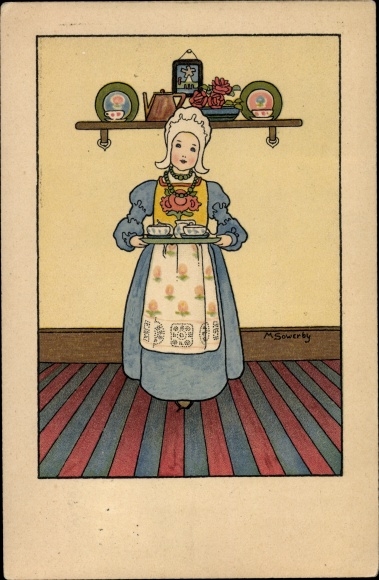 Artist PC Sowerby, M., maid with tray