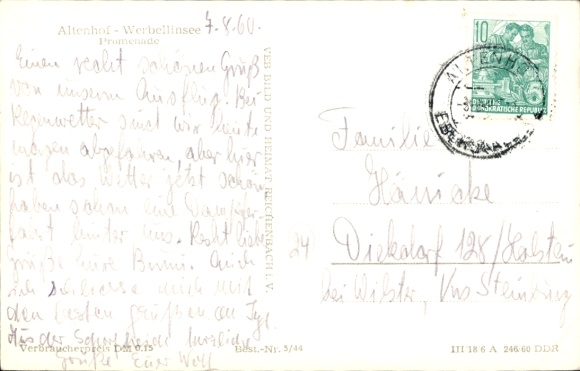 Postcard Altenhof Schorfheide in Brandenburg, promenade, lake view, fountain