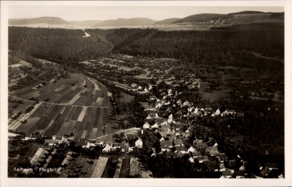 Ak Talheim Mössingen in Württemberg, luchtfoto van landschap met dorpen en velden