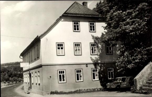 Postcard Hockeroda Kaulsdorf, Gasthof zum Bahnhof, street section