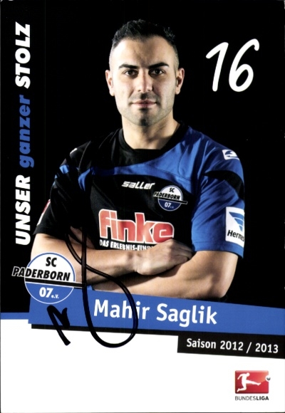 Autograph card footballer Mahir Saglik, SC Paderborn 07, autograph