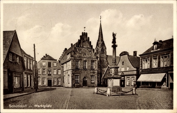 Ansichtkaart Schüttorf in de provincie Bentheim, marktplein