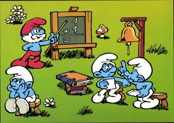 Postcard The Smurfs, Teacher, Comic