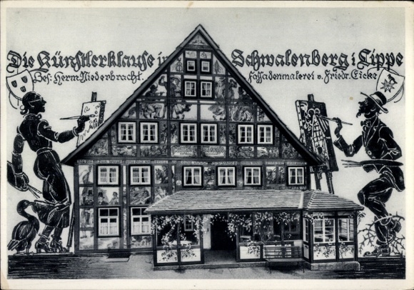 Ansichtkaart Schwalenberg in Lippe, kunstenaarsretraite, wapenschild