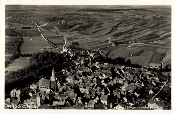 Postcard Volkach am Main Lower Franconia, aerial photograph