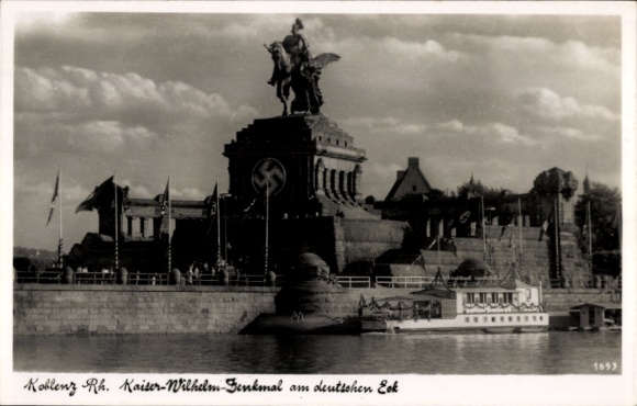 Ak Koblenz am Rhein, Kaiser-Wilhelm-Denkmal am Deutschen Eck