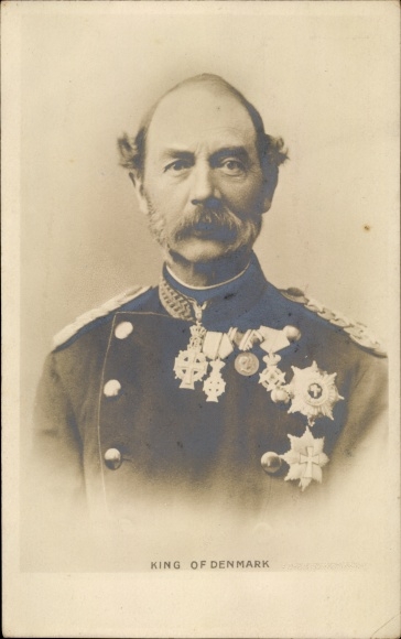 Ak, król Danii Kristian IX, portret, mundur, rozkaz