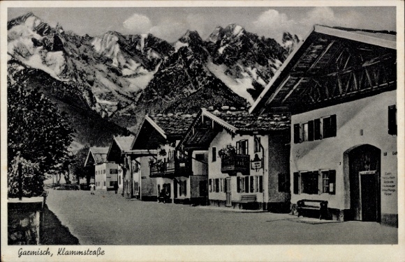 Postcard Garmisch Partenkirchen in Upper Bavaria, Klammstraße