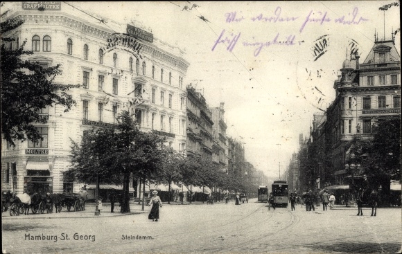 Postcard Hamburg Mitte Sankt Georg, Steindamm, Hotel Graf Moltke