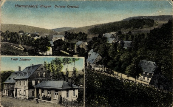 Postcard Hormersdorf Zwönitz in the Ore Mountains Saxony, Lower District, Café Lindner