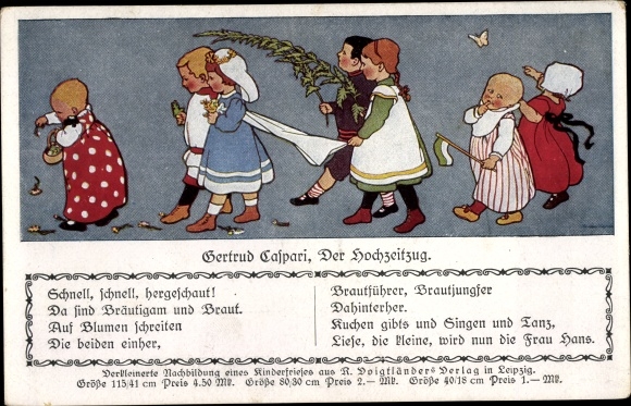 Artist Postcard Caspari, Gertrud, The Wedding Procession, Children
