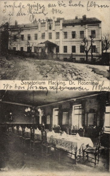 Postcard Wien 13 Hietzing Austria, Sanatorium Hacking, Dr. Rosenthal