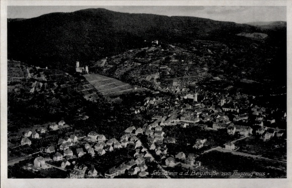 Postcard Schriesheim an der Bergstraße, aerial photograph