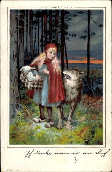 Chromo-Litho fairy tale, Little Red Riding Hood, Wolf, Brothers Grimm