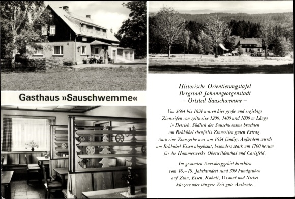 Postcard Sauschwemme Johanngeorgenstadt in the Ore Mountains, Inn Sauschwemme, guest room, exterior views