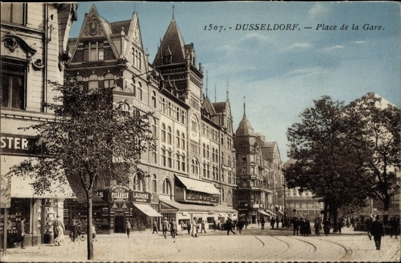 Postcard Düsseldorf am Rhein, Place de la Gare, Bahnhofplatz