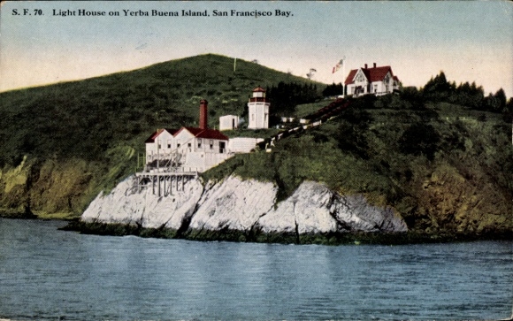 Postcard Yerba Buena Island San Francisco California USA, lighthouse