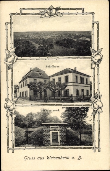 Ansichtkaart Weisenheim am Sand Pfalz, school, waterwerken