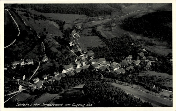 Ak Weizen Stühlingen im Schwarzwald, Fliegeraufnahme