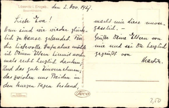 Postcard Loessnitz Erzgebirge, general view of the place with surroundings