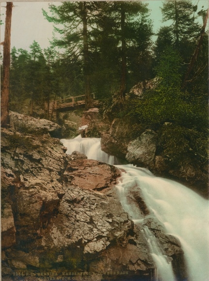Photo Pontresina Graubünden Canton Switzerland, Morteratsch, Bernina Waterfall
