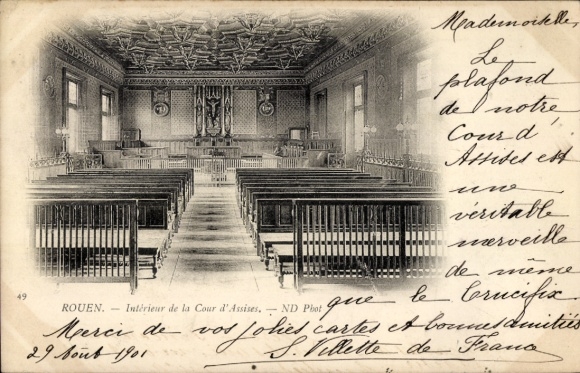 Postcard Rouen Seine Maritime, interior view of the Court of Assizes in Rouen