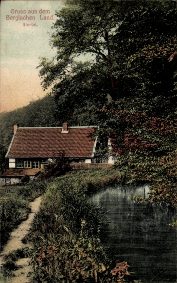 Postcard Breidenmühle Haan im Rheinland, Ittertal, residential building, river, street
