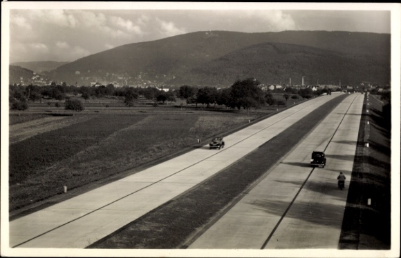 Postcard Reichsautobahn Mannheim Heidelberg