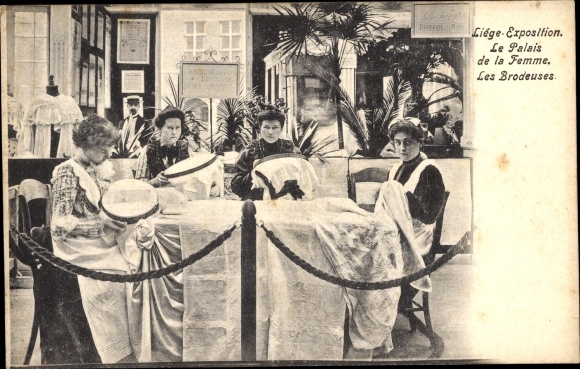 PC Liège Liège Wallonia, exhibition 1905, the women's palace, the embroiderers, embroiderers
