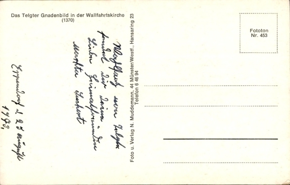 Postcard Telgte in Westphalia, pilgrimage church, Telgte miraculous image